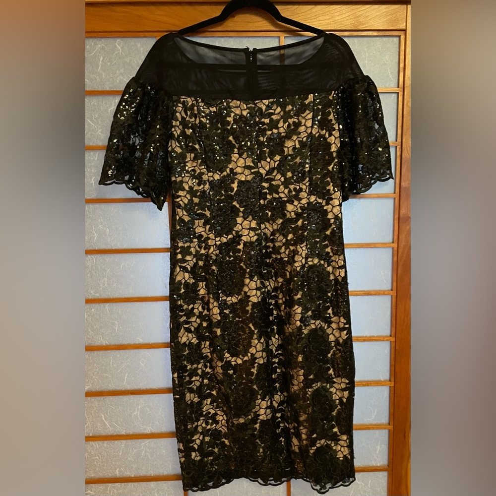 Calvin Klein Black Lace Dress with Flutter Sleeves Size 12, Party Dress - Picture 5 of 6